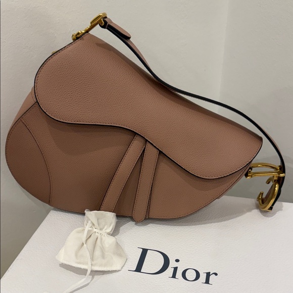Christian Dior Saddle Bag Medium Nude Grained Leather – NEW Never Used Authentic - Picture 3 of 11
